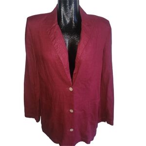 Cultura Dark Red Linen Blend Blazer 9